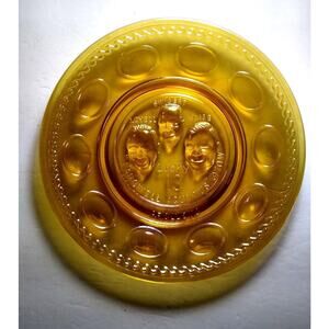 Vintage Carnival Glass Amber Apollo 13 Space Astronaut Plate Wheaton Glass NASA